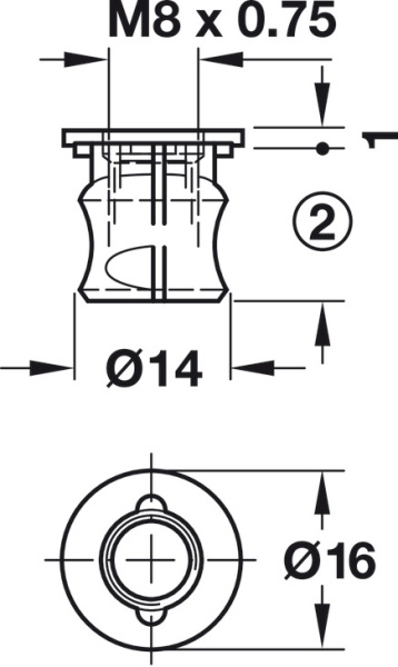 Корпус цилиндр конической стяжки М6*13мм D=10mm